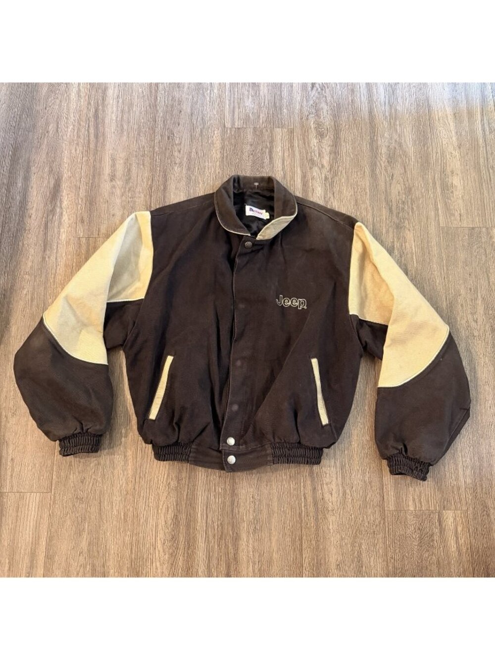 Vintage Ashley Jeep Two Tone Zip Up Collar Jacket Men Size Large Made In USA